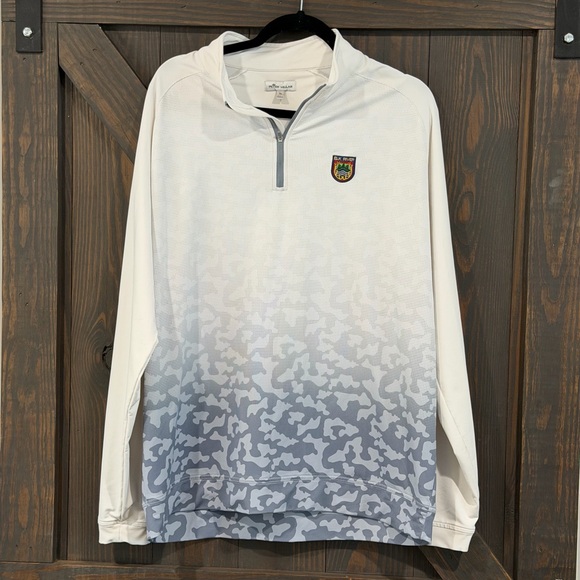 Peter Millar London Blue Perth Dip Dye Camo Performance 1/4 Zip Pullover XL - Picture 1 of 7
